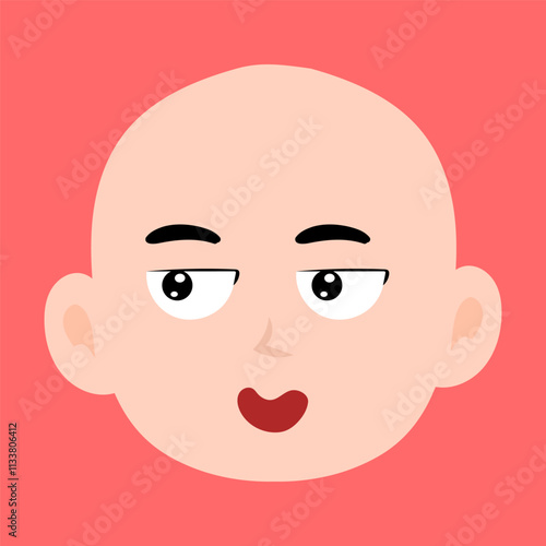 cartoon bald boy avatar character illustration design. emoticon head expression face