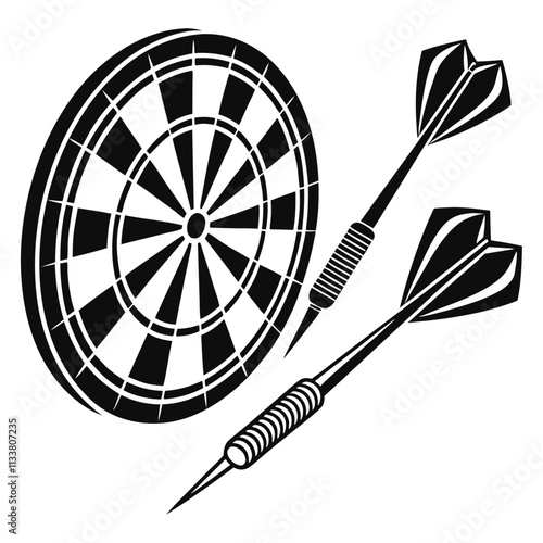 Darts Vector Art Silhouette Logo Icon Design Black and White