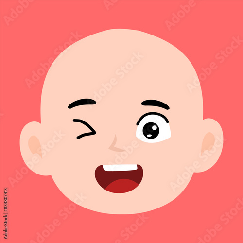 cartoon bald boy avatar character illustration design. emoticon head expression face