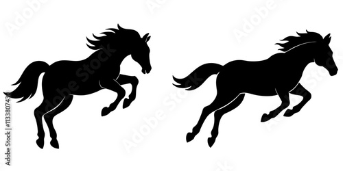 horse jumping silhouette vector