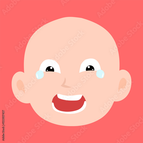 cartoon bald boy avatar character illustration design. emoticon head expression face
