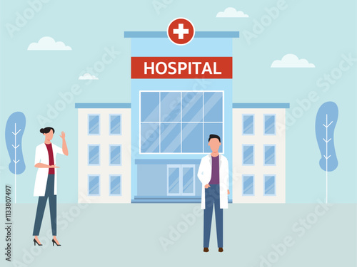 Hospital and medical assistant. Medical illustrations. Flat vector illustrations
