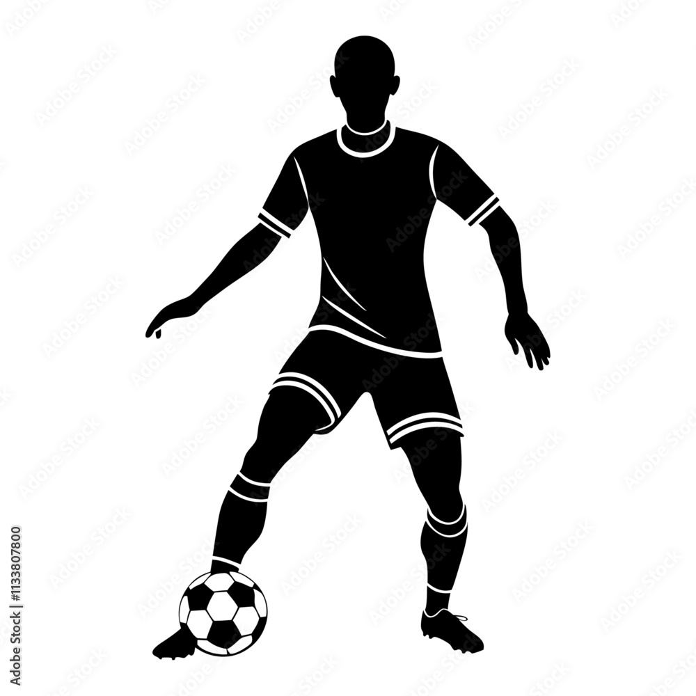Vector football (soccer) player silhouette isolated on white background Vector football (soccer) player silhouette isolated on white background
