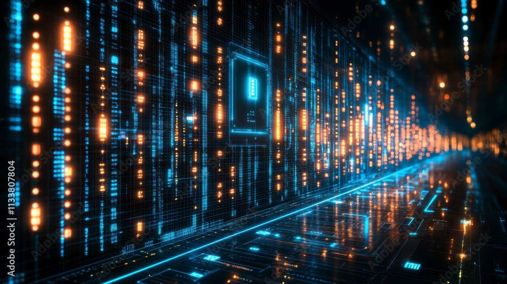 Conceptual futuristic background featuring an AI chipset integrated into a glowing circuit board perfect for modern technology artwork and digital illustrations. Conceptual futuristic background featuring an AI chipset integrated into a glowing circuit board perfect for modern technology artwork and digital illustrations.