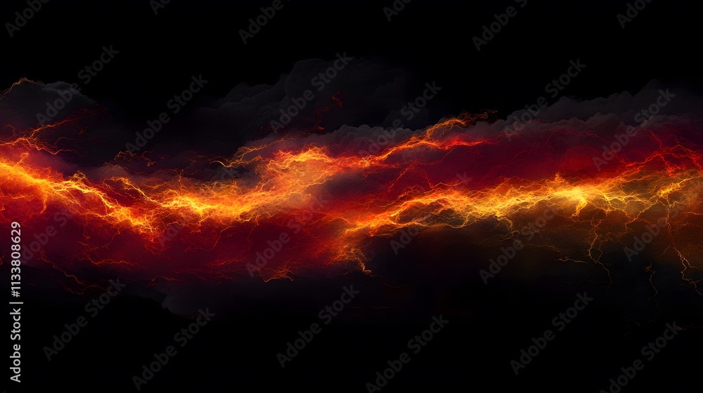 Fiery Abstract Energy Flows Across Dark Background Fiery Abstract Energy Flows Across Dark Background