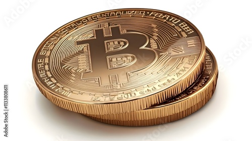 Gold Bitcoin on a clean white background