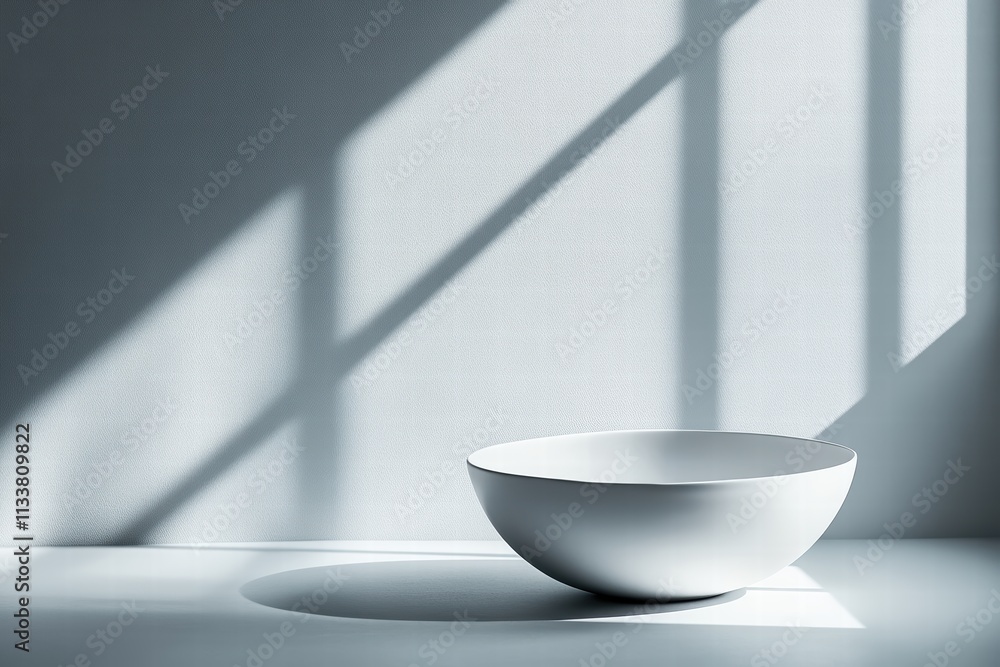 Elegant Monochromatic Bowl in a Soft Light Setting with Interesting Shadows on a Smooth Surface Elegant Monochromatic Bowl in a Soft Light Setting with Interesting Shadows on a Smooth Surface