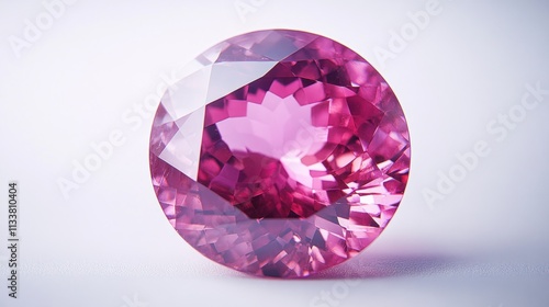 Sparkling pink gemstone with facets. photo