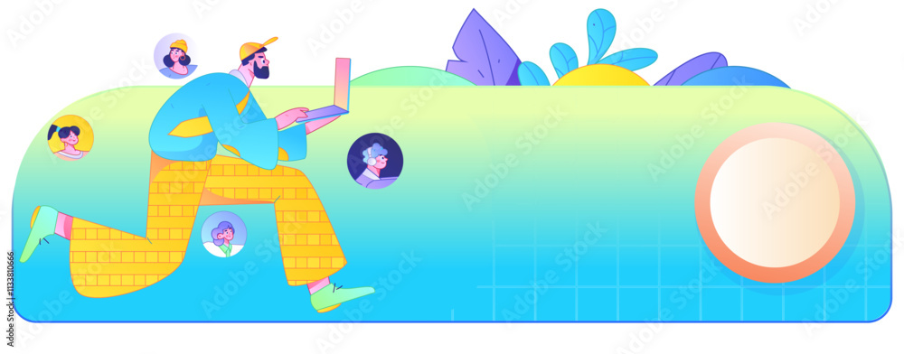 Obraz premium Personnel doing job interview flat vector concept operation hand drawn illustration 