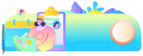 Personnel doing job interview flat vector concept operation hand drawn illustration
