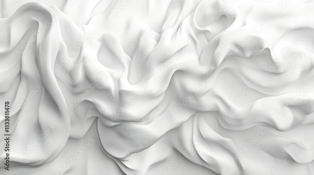 3D render of a wavy white stripe background with flowing curves and depth. Ideal for futuristic themes, abstract designs, and modern presentations. 3D render of a wavy white stripe background with flowing curves and depth. Ideal for futuristic themes, abstract designs, and modern presentations.