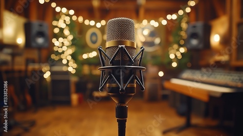 Studio microphone in recording room. photo