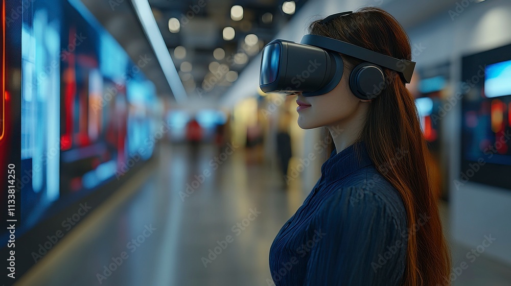 Surreal 3D render of a girl wearing VR glasses in a luminous liquid environment, radiating neon hues. Innovative metaverse-inspired digital artwork. Surreal 3D render of a girl wearing VR glasses in a luminous liquid environment, radiating neon hues. Innovative metaverse-inspired digital artwork.