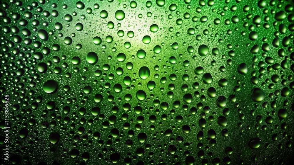 Water drops on black glass with green light background, water drops, black glass, green light, illuminated, abstract, reflection Water drops on black glass with green light background, water drops, black glass, green light, illuminated, abstract, reflection