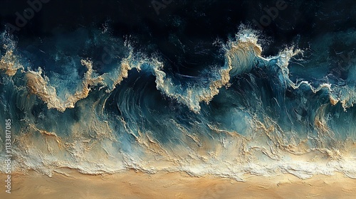 Ocean Waves: Abstract Coastal Landscape Painting