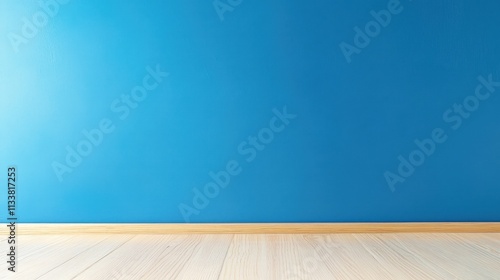 Educational Instruction Resources: Blue Wall, Wooden Floor, White Chair for Classroom Settings and Learning Environments