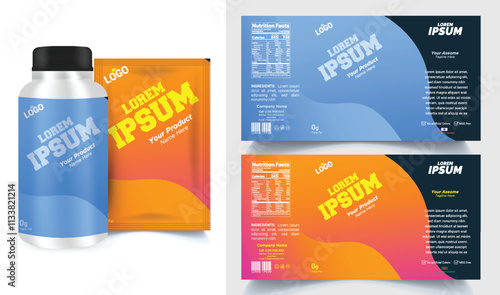 Package template design, Label design, Multi vitamin label sticker design and natural food supplement, pill bottle jar label.