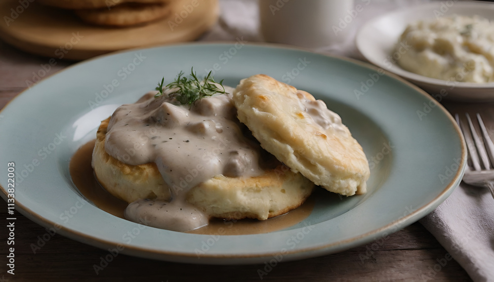 biscuits and gravy on a plate biscuits and gravy on a plate