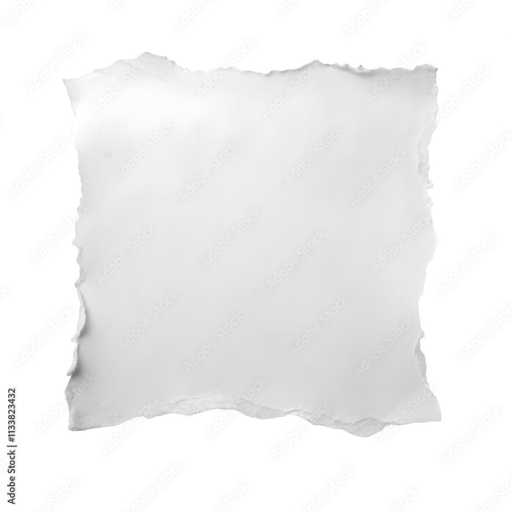 Paper Square. Torn White Paper Scrap in Abstract Square Shape Paper Square. Torn White Paper Scrap in Abstract Square Shape