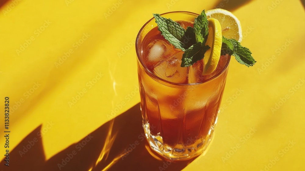 Refreshing Iced Tea with Lemon and Mint Garnish Refreshing Iced Tea with Lemon and Mint Garnish