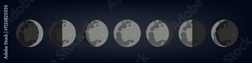 The entire cycle from new moon to full.full cycle.Moon phases.