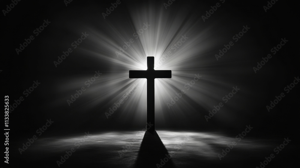 radiant cross illuminated by beams of light against dark background, symbolizing hope and faith. powerful imagery evokes sense of peace and spirituality radiant cross illuminated by beams of light against dark background, symbolizing hope and faith. powerful imagery evokes sense of peace and spirituality