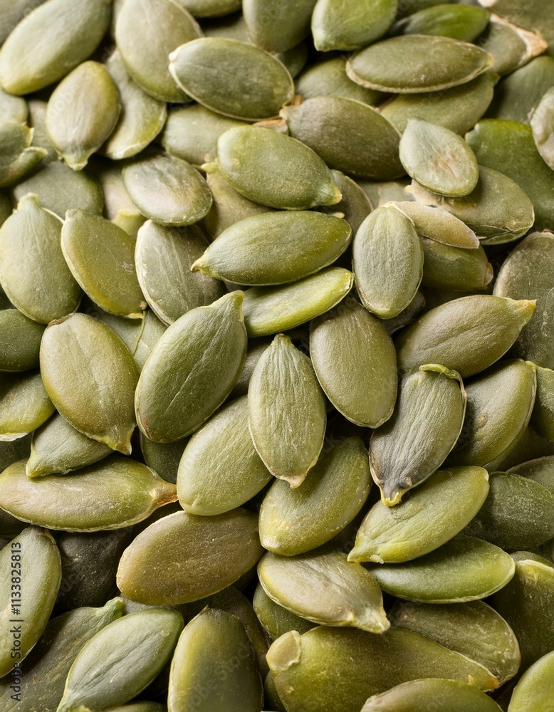 A close-up shot of a pile of pumpkin seeds. A close-up shot of a pile of pumpkin seeds.