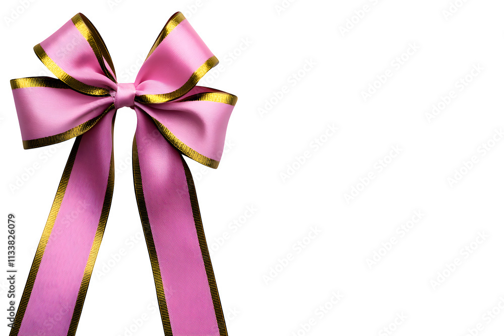 Elegant Pink Ribbon Bow with Golden Edges Perfect for Gift Wrapping, Decoration, and Craft Projects to Add a Touch of Color and Sophistication Elegant Pink Ribbon Bow with Golden Edges Perfect for Gift Wrapping, Decoration, and Craft Projects to Add a Touch of Color and Sophistication