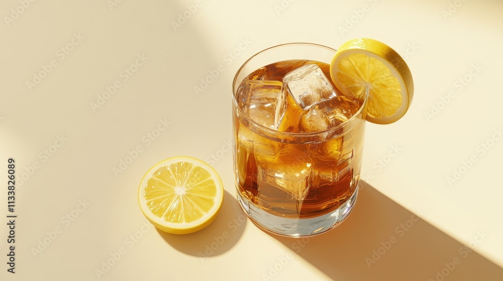 Refreshing Long Island Iced Tea in Glass with Lemon Refreshing Long Island Iced Tea in Glass with Lemon