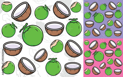 Young and old coconut pattern design vector