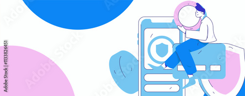 Online shopping payment security character flat vector concept operation hand drawn illustration
