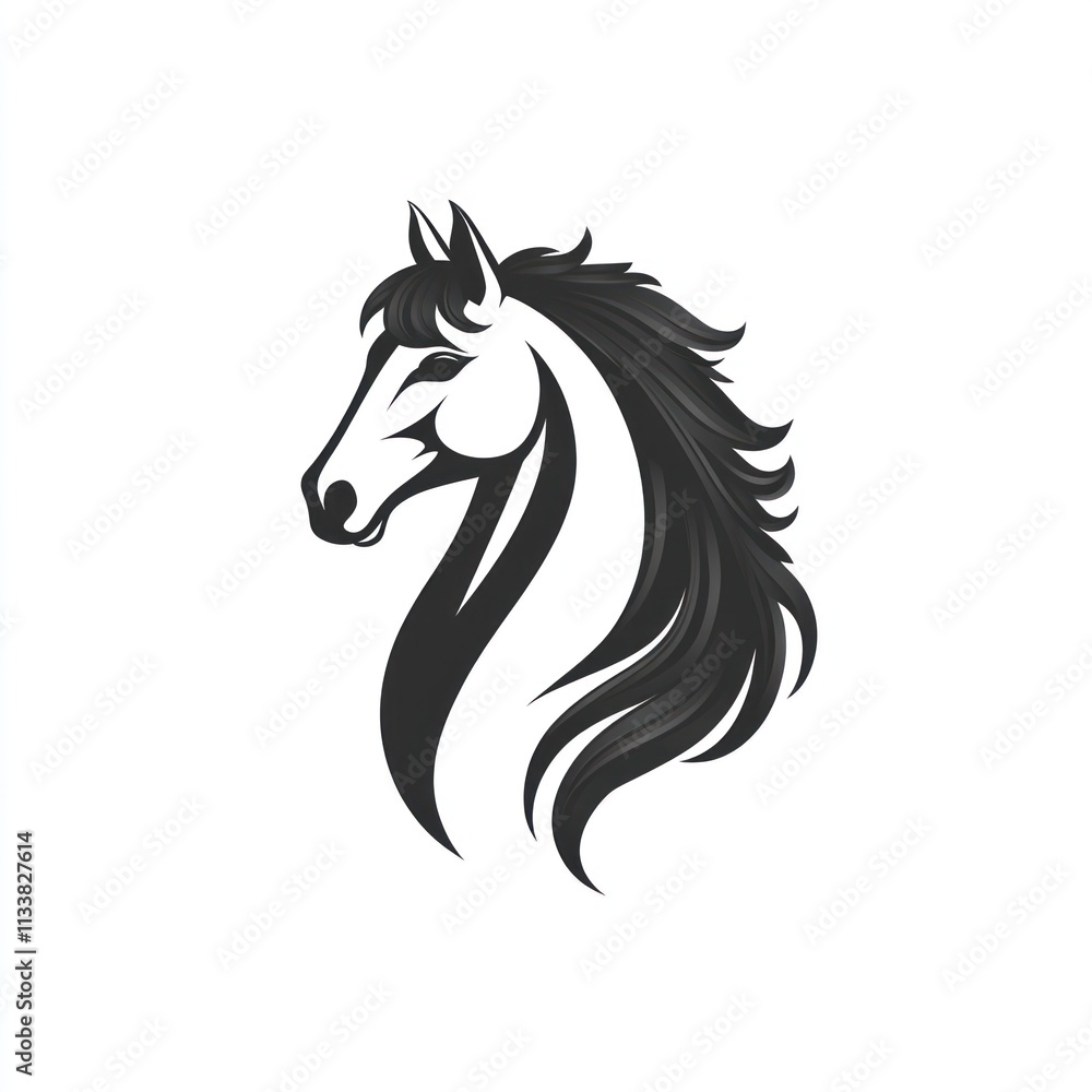 Elegant horse head profile, stylized graphic design. Elegant horse head profile, stylized graphic design.