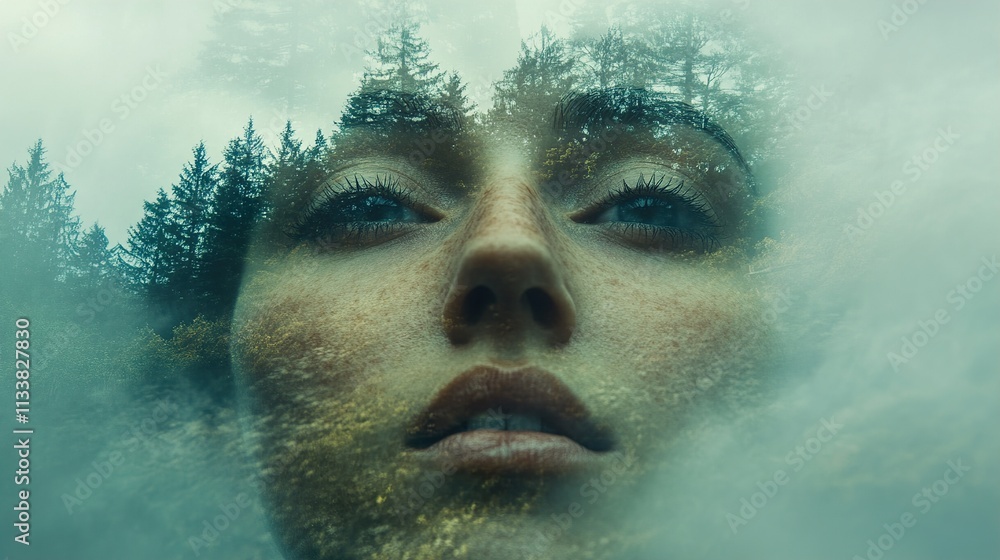 Woman and Forest: A Dreamlike Portrait of Inner Peace Woman and Forest: A Dreamlike Portrait of Inner Peace