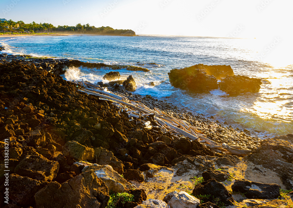 Φωτογραφία Rocky Shoreline on The Mahaulepu Heritage Trail Near Shipwreck Beach, Kauai, Kaw