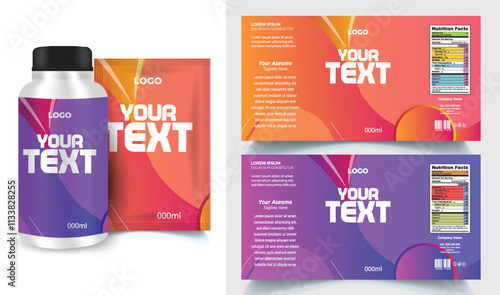 Package template design, Label design, Multi vitamin label sticker design and natural food supplement, pill bottle jar label.
