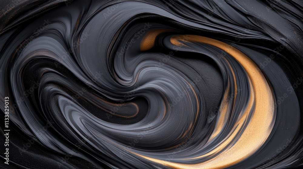 Abstract Swirls of Black and Gold Liquid Texture Background Abstract Swirls of Black and Gold Liquid Texture Background