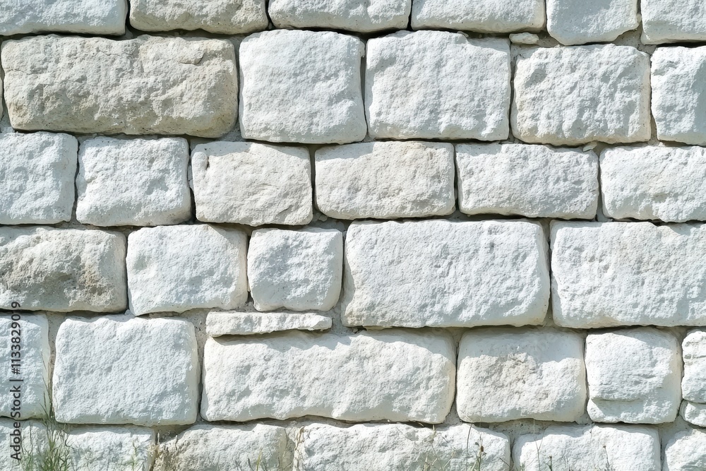 Textured White Stone Wall with Natural Variation in Blocks Textured White Stone Wall with Natural Variation in Blocks