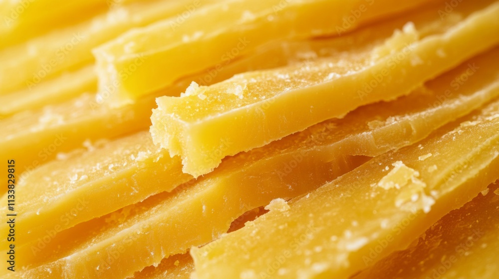 Close-up of a Stack of Golden Honeycomb Pieces
