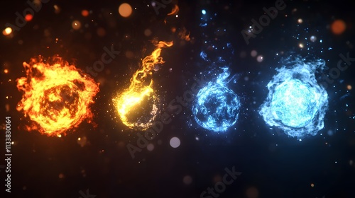 Flaming Spheres of Fire Ice and Plasma Energy photo