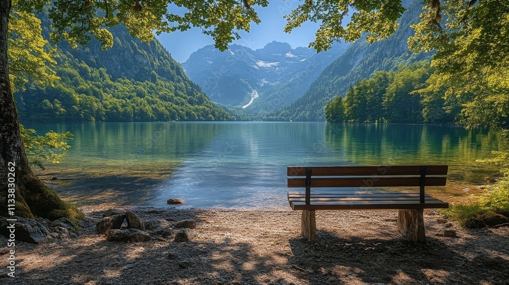 chairs by the lake with beautiful mountain views chairs by the lake with beautiful mountain views