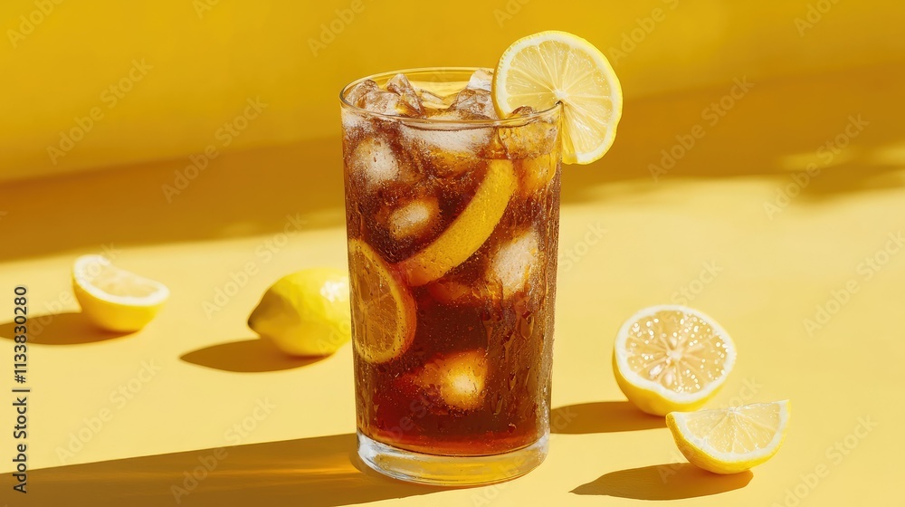 Refreshing Iced Tea with Lemon in a Tall Glass Refreshing Iced Tea with Lemon in a Tall Glass