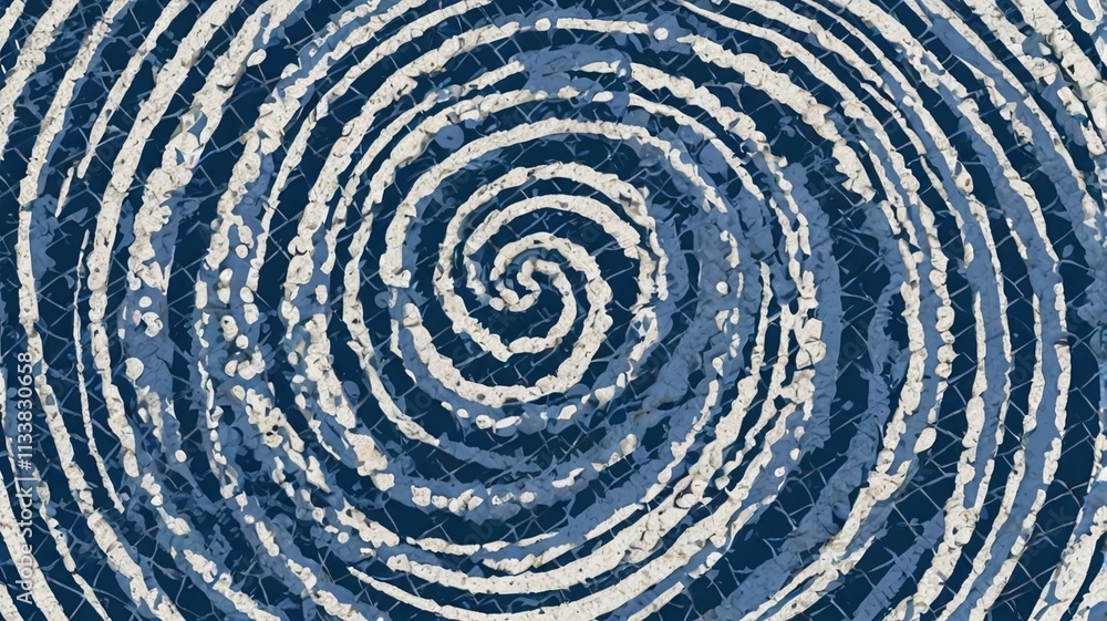 Grainy blue spiral brush stroke with spray texture. Hand drawn distress damaged edge vintage banner with spiral bold line. Grainy bold brush strokes texture with scattered tiny dots. Retro background. Grainy blue spiral brush stroke with spray texture. Hand drawn distress damaged edge vintage banner with spiral bold line. Grainy bold brush strokes texture with scattered tiny dots. Retro background.