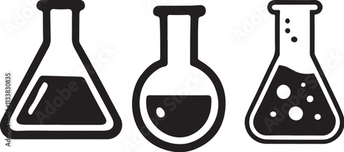 Beaker Silhouette Vector Icon Illustration - Science and Laboratory Design

