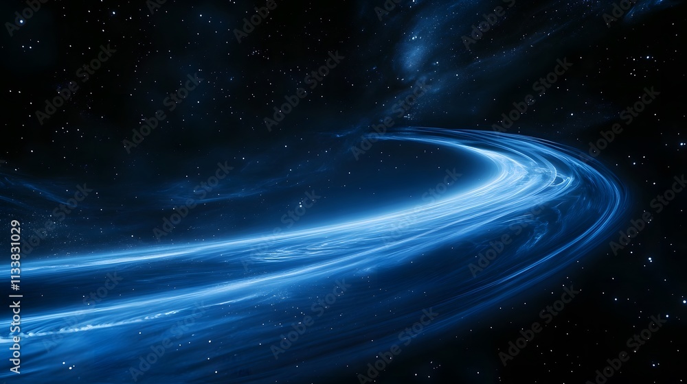 Fototapeta premium Celestial Blue Swirl Across Starry Space Background