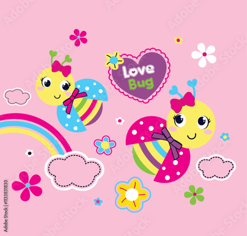 Cute lady wearing a beautiful floral headpiece. Elegant vector illustration with vibrant colors.
