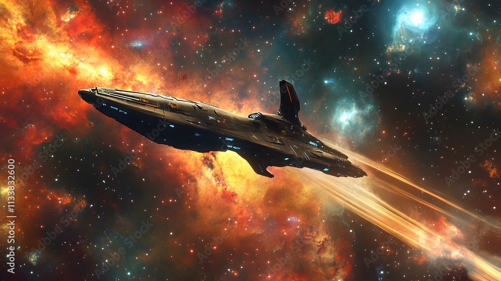 Starship Journey Through Cosmic Nebula Starship Journey Through Cosmic Nebula