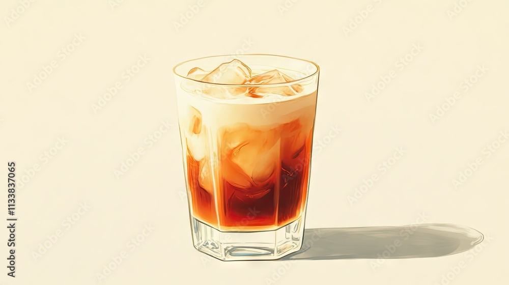 Refreshing Thai Iced Tea in a Glass with Ice Cubes Refreshing Thai Iced Tea in a Glass with Ice Cubes