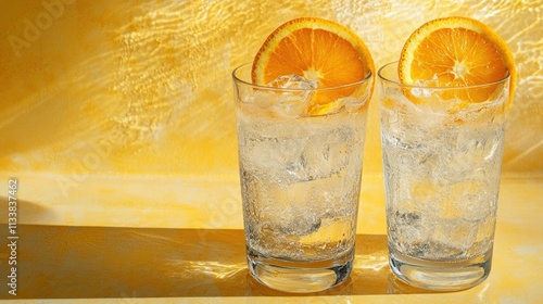 Refreshing Homemade Orange Lemonade in Two Glasses photo