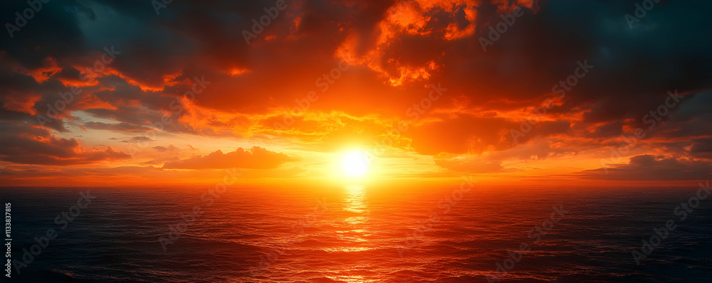 A stunning sunset over the ocean, with vibrant colors reflecting on the water's surface. A stunning sunset over the ocean, with vibrant colors reflecting on the water's surface.