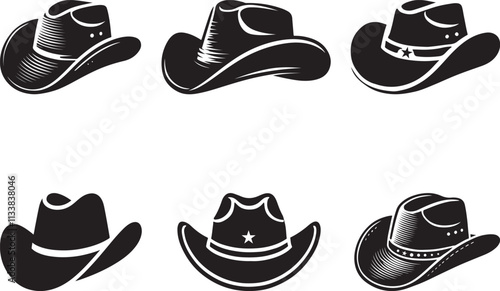 Cowboy hat icon set silhouette vector illustration design